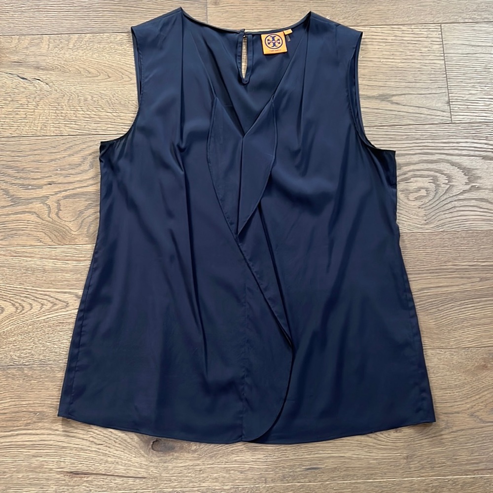 Authentic navy Tory Burch sleeveless blouse